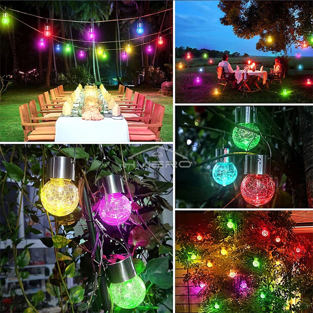 Solar LED Glass Garden Hanging Light | IP65 Waterproof Outdoor
