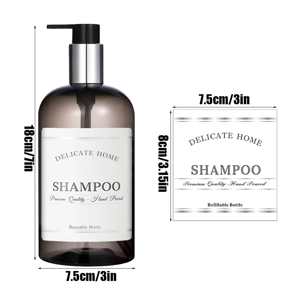 Refillable Shampoo and Conditioner Dispenser Shampoo Bottles with Pump Waterproof Labels Chic Shower Soap Dispenser Peaceful Pleasures Health and Wellness