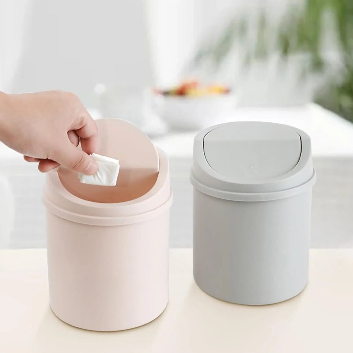 Mini Desktop Trash Can with Flip Lid | Compact Desk Bin