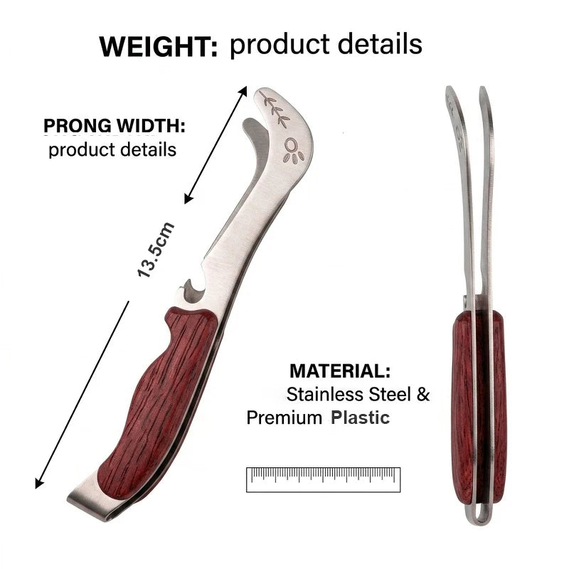 Deer Antler Food Tongs – Stainless Steel & Wood Grain Handle