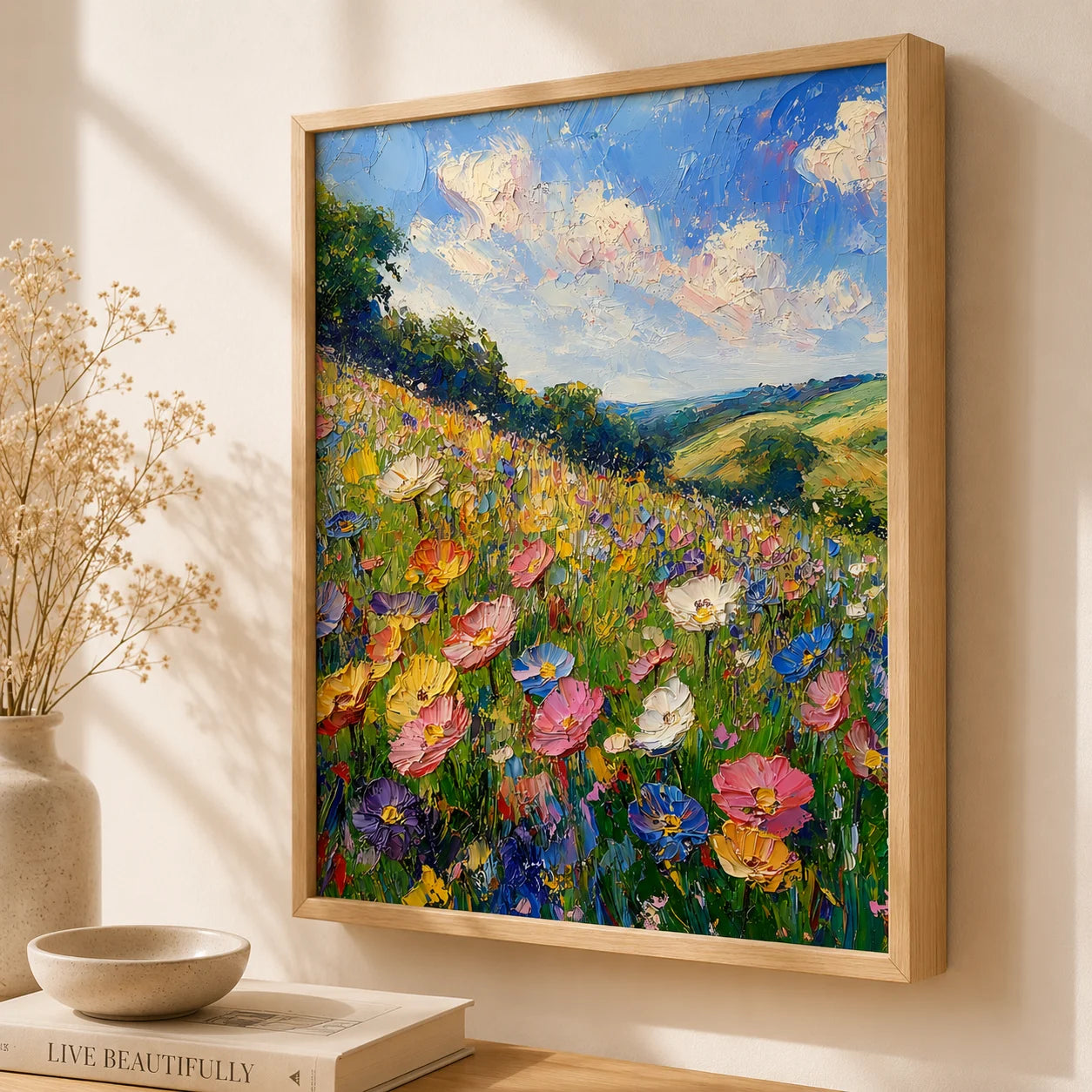 Wildflower Meadow Canvas Wall Art | Spring Landscape Print Canvas Wall Art Print Peaceful Pleasures Health and Wellness
