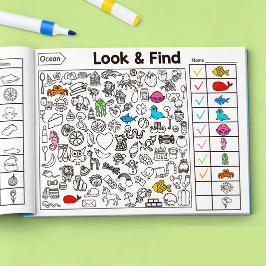 Children's Activity Book Finding Coloring Objects Hidden Picture Peaceful Pleasures Health and Wellness