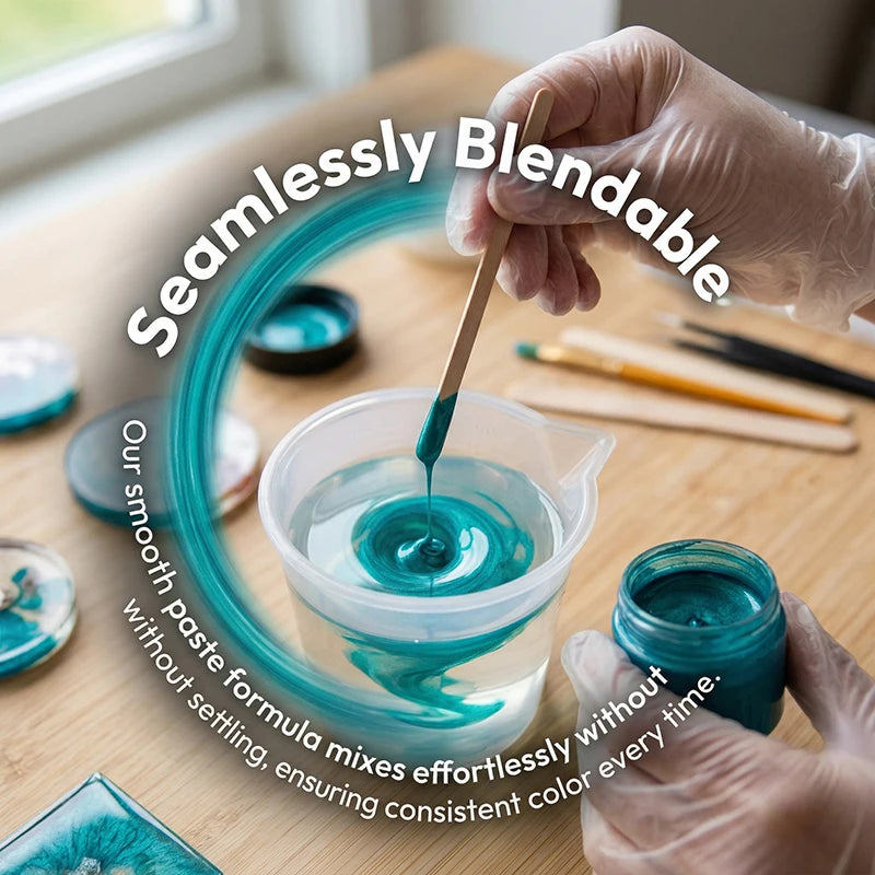 50g Shimmer Metallic Blue-Green Pearl Pigment – Pearlescent Colorant for UV Resin, Epoxy & DIY Jewelry Making