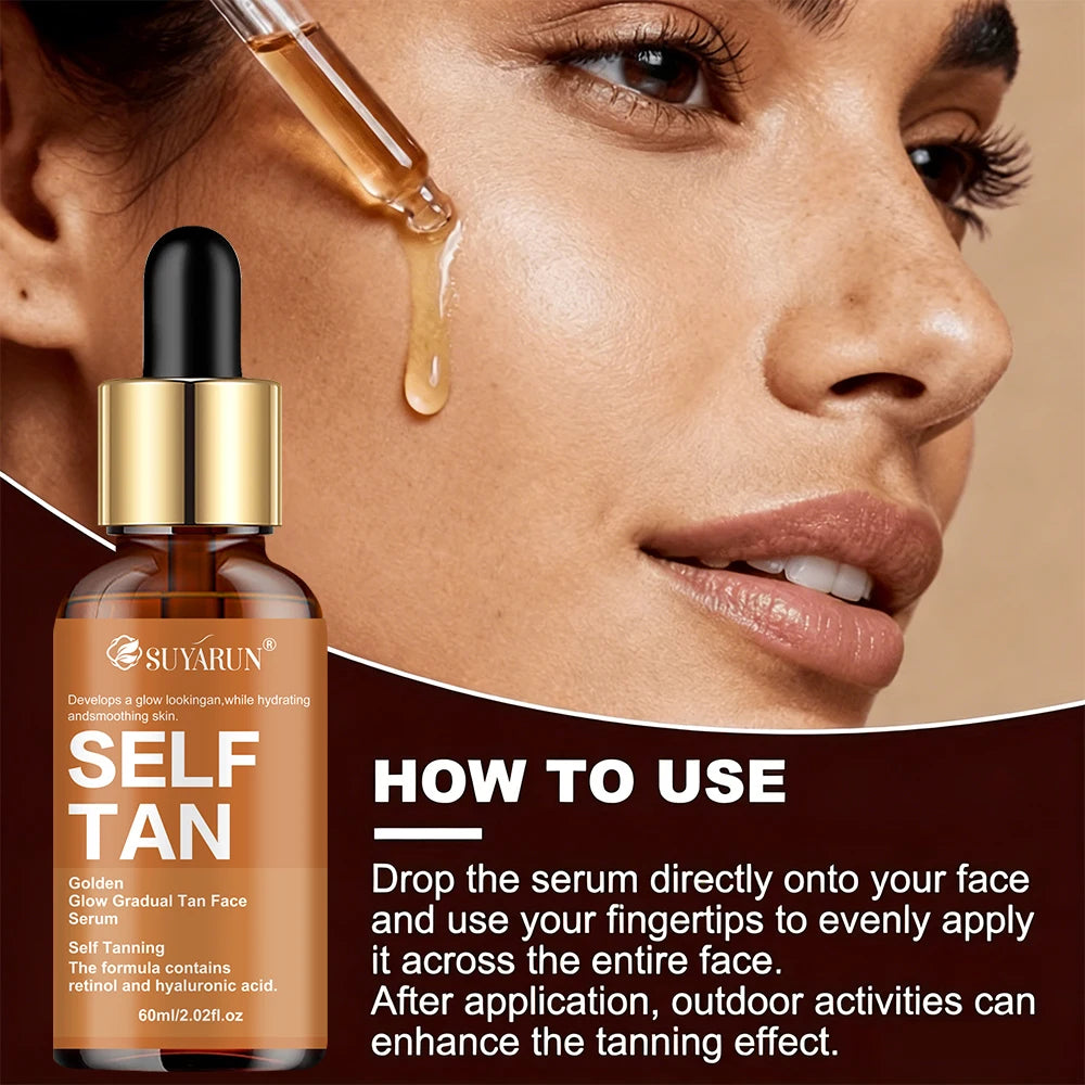 SUYARUN Self-Tanning Serum with Coconut, Jojoba Oil & Aloe – Evens Skin Tone, Gentle Hydration for All Skin Types & Genders. Peaceful Pleasures Health and Wellness