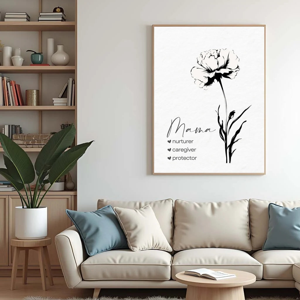 Black and White Flower Wall Art, Minimalist Canvas Painting, Poster Prints For Living Room Bedroom, Mother Day Gift Decor Peaceful Pleasures Health and Wellness