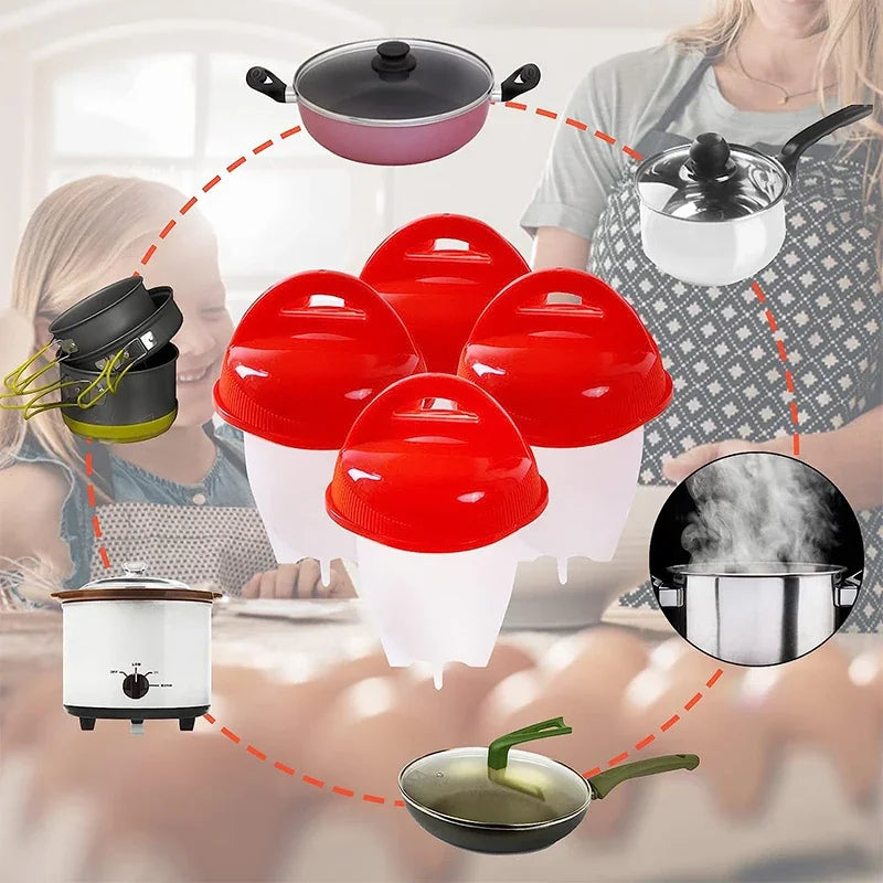 3/6pcs BPA Free Silicone Egg Boiler Steamer Non-stick Silicone Egg Cook Cups Fast Egg Poacher for Breakfast Kitchen Cooking Tool Peaceful Pleasures Health and Wellness