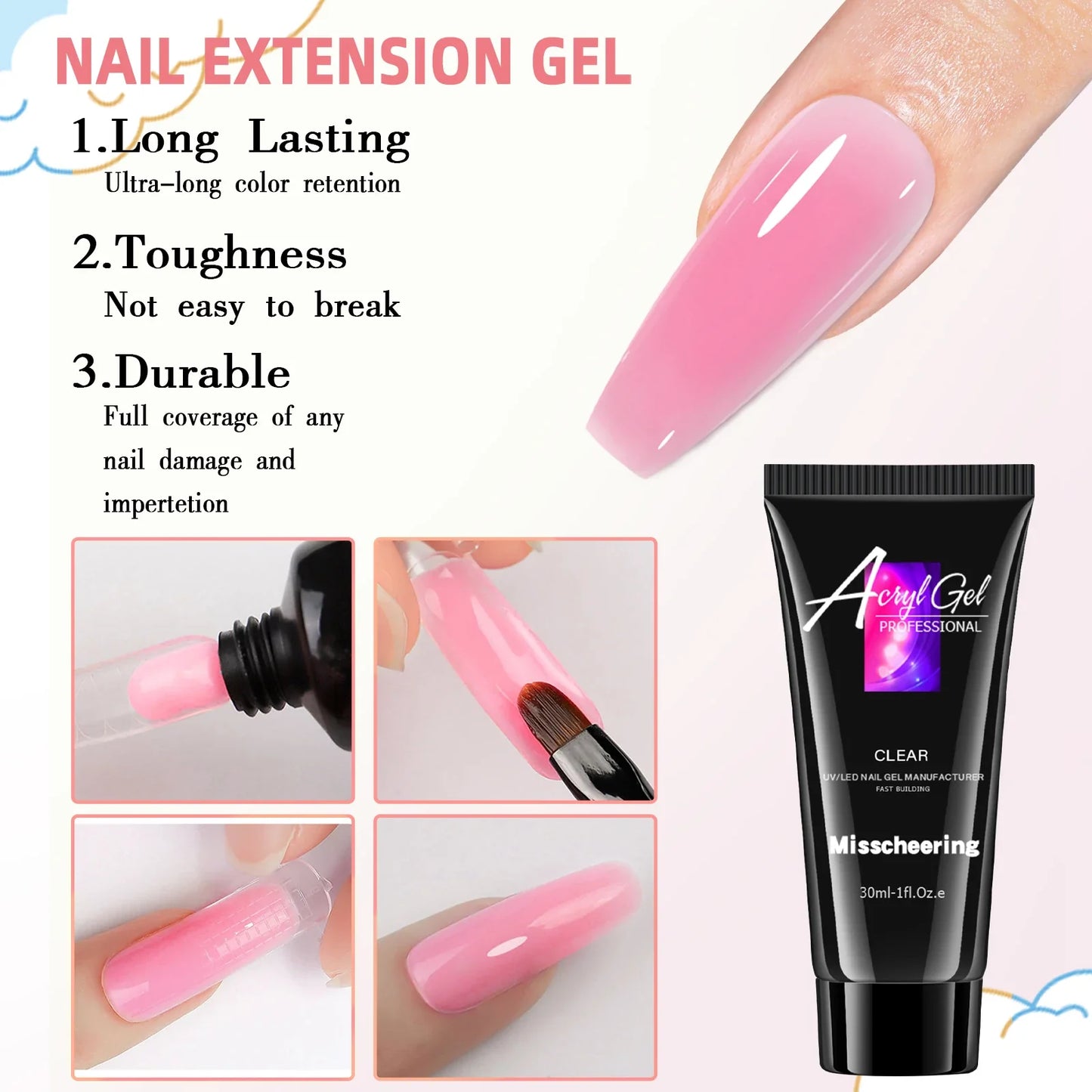 30ml Poly Nail Extension Gel UV/LED Builder – Solid Color