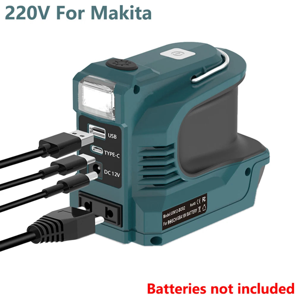 220w Power Plastic Housing for Dc Bicycle Helmet 18v 21v 220v 110v To Ac with Usb Type-C Rechargeable Port Bit Holder Power Tool Peaceful Pleasures Health and Wellness for Makita 220V-220W