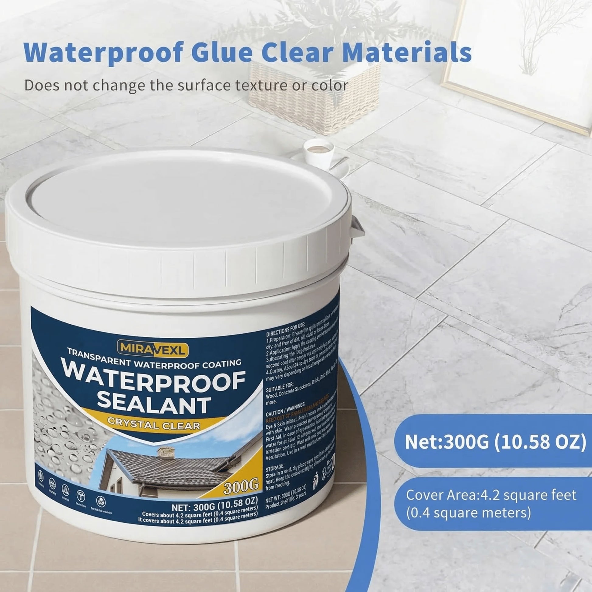MIRAVEXL Invisible Waterproof Adhesive Transparent Liquid Sealant Anti-Leak Coating for Bathroom Walls Indoor Outdoor Peaceful Pleasures Health and Wellness