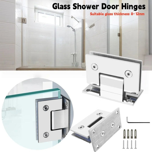 Stainless Steel Frameless Glass ShowerDoor Hinges,90 Degree Bathroom Glass Clamp Wall to Glass Bracket Clips Fit for 8-12mmThick Peaceful Pleasures Health and Wellness 1PC Silver