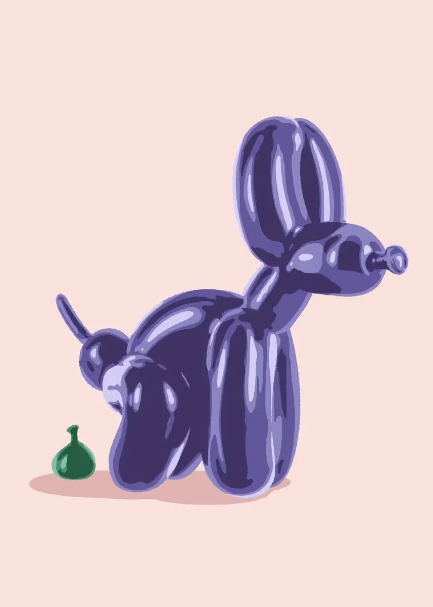 Pink Balloon Dog Canvas Wall Art | Preppy Teen Dorm Room Decor