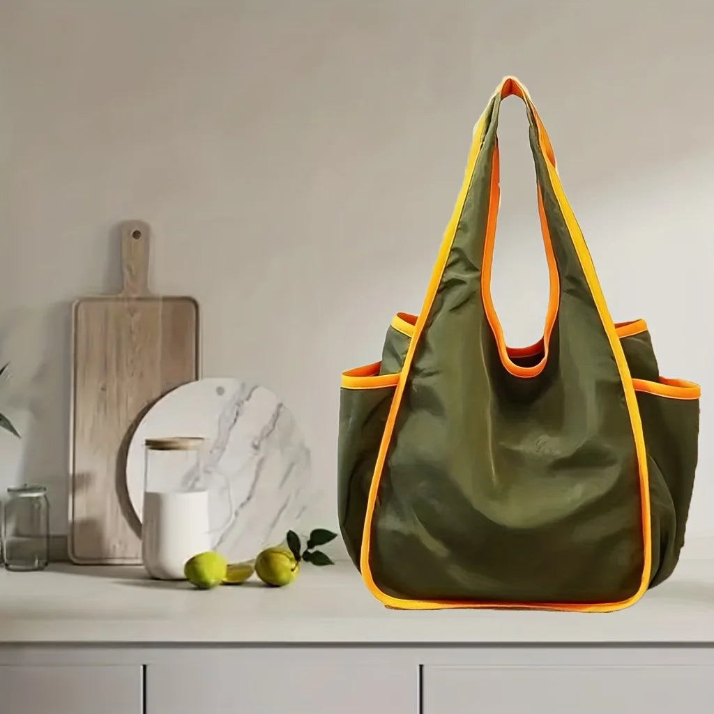 Reusable Foldable Grocery Bags | Washable Tote with Zipper Pouch