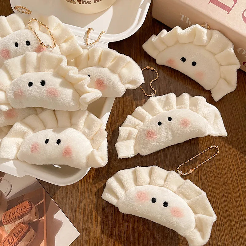 Cute Dumpling Pendant Key Ring Plush Keychain Soft Stuffed Keyrings