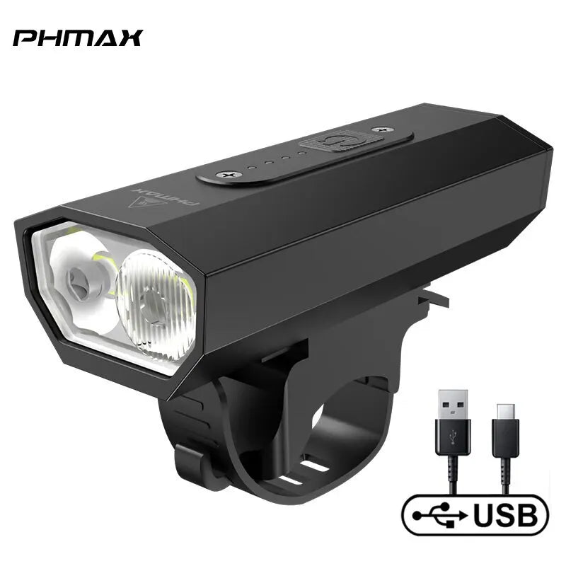PHMAX LED Bike Headlight 6 Modes Rechargeable – IPX5 Waterproof