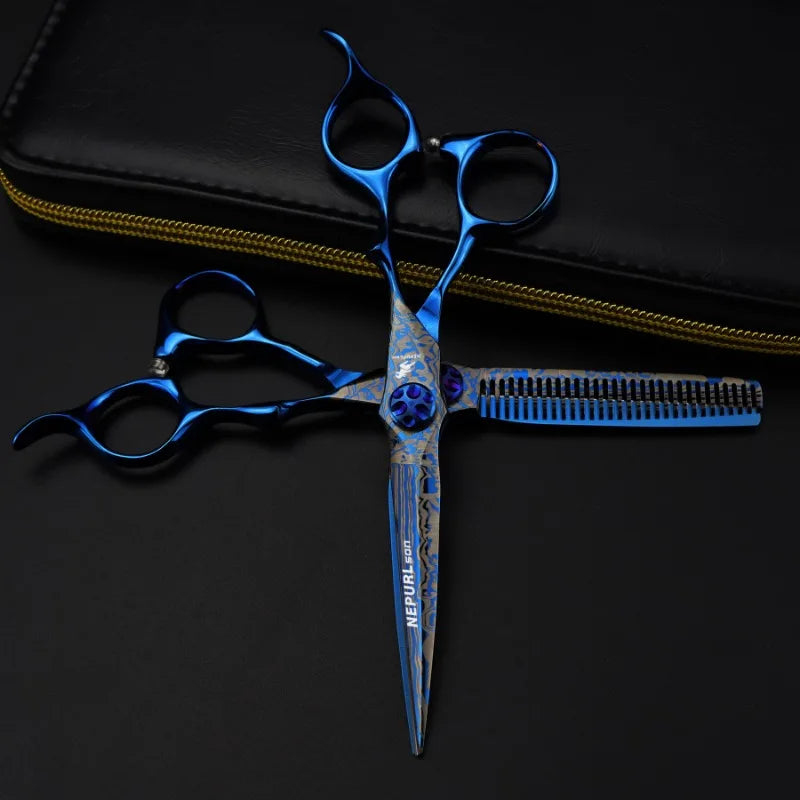 Professional 6 Inch Japan 440 Steel Hair Scissors Barber Salon Haircut Thinning Shears Peaceful Pleasures Health and Wellness