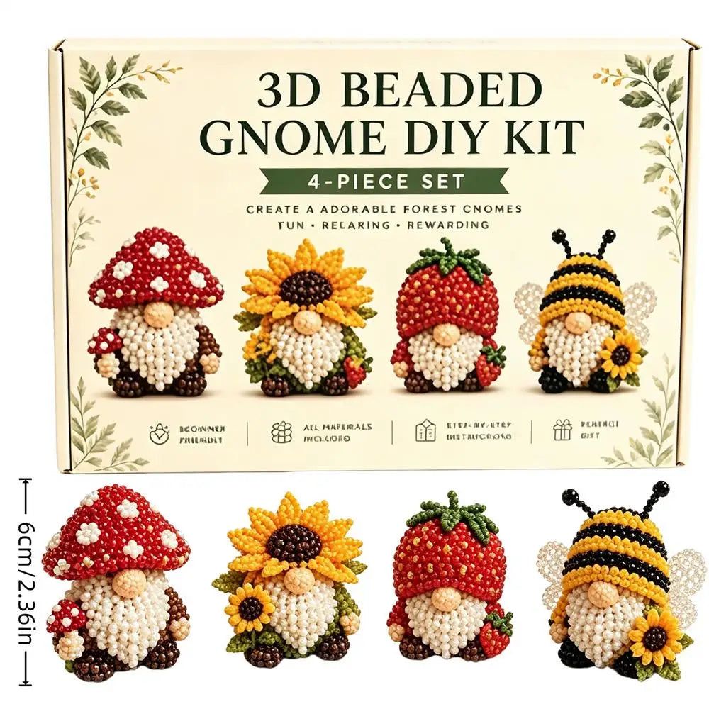 3D Gnome DIY Bead Craft Kit – Dwarf Desk Decor Beading Set