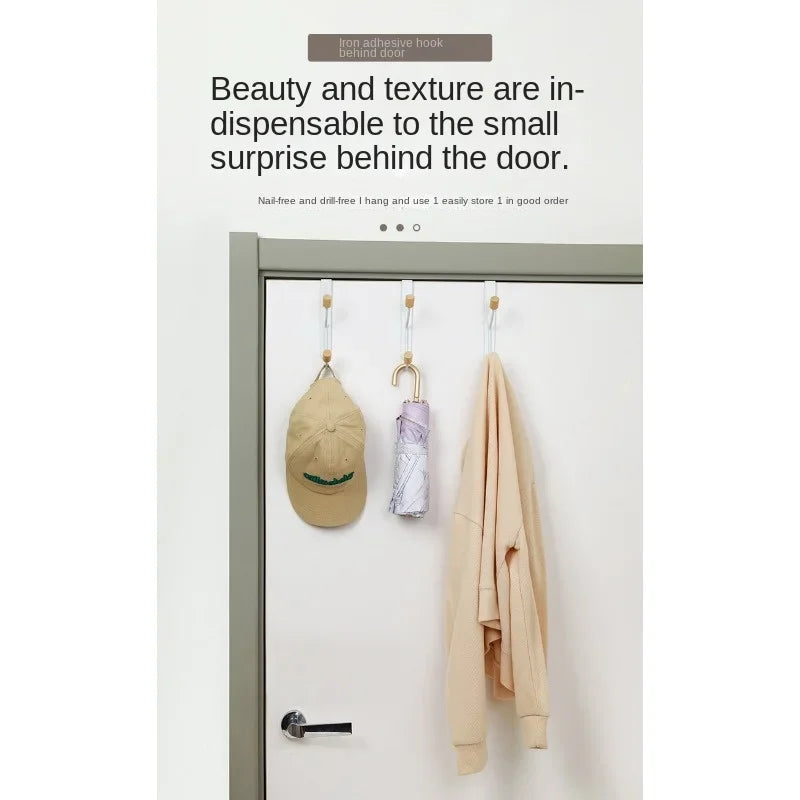1/2Pcs Over Door Hook Hanger White Sturdy with Wooden Ends Clothes Towel Metal Storage Hooks For Bathroom and Kitchen Hanging Peaceful Pleasures Health and Wellness