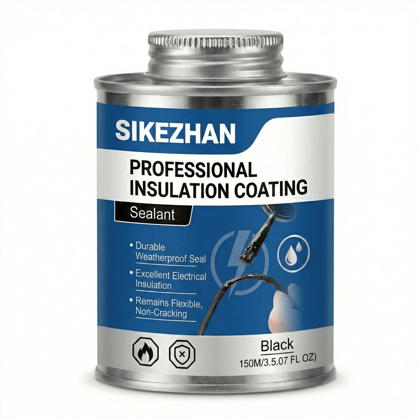 Waterproof Liquid Electrical Tape Fast Dry Insulation Sealant Wire Cable Repair Glue High Temp Resistant UV Protection Paste Peaceful Pleasures Health and Wellness 150ML-BLACK