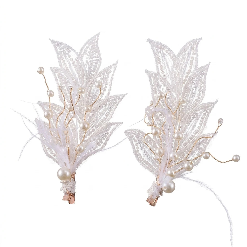 Bridal Hair Clip With Beaded Edge For Wedding Dress Accessories Peaceful Pleasures Health and Wellness WHITE