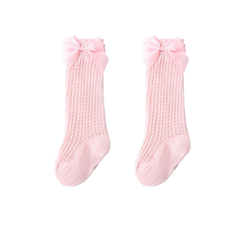 Baby Girl Bow Lace Knee High Socks | 0–24 Months Cotton