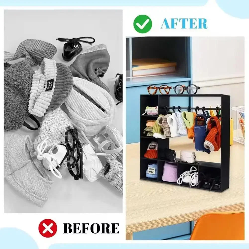 Large Capacity Doll Clothes Closet with 10 Hangers Portable Doll Wardrobe Durable Cute Clothes Storage for Figures Display Box Peaceful Pleasures Health and Wellness