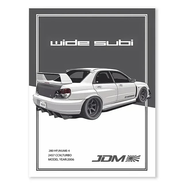 JDM GTR Sports Car Canvas Wall Art Poster | Boys Room Decor