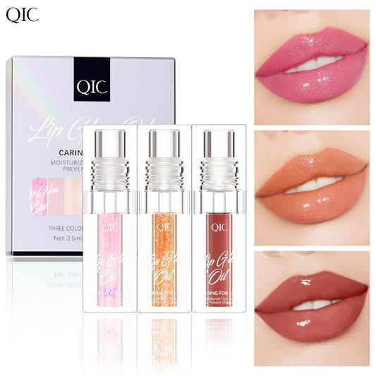 QIC 3-Piece Sparkling Lip Gloss Set – Moisturizing & Shiny Lip Gloss Set Oasis Select