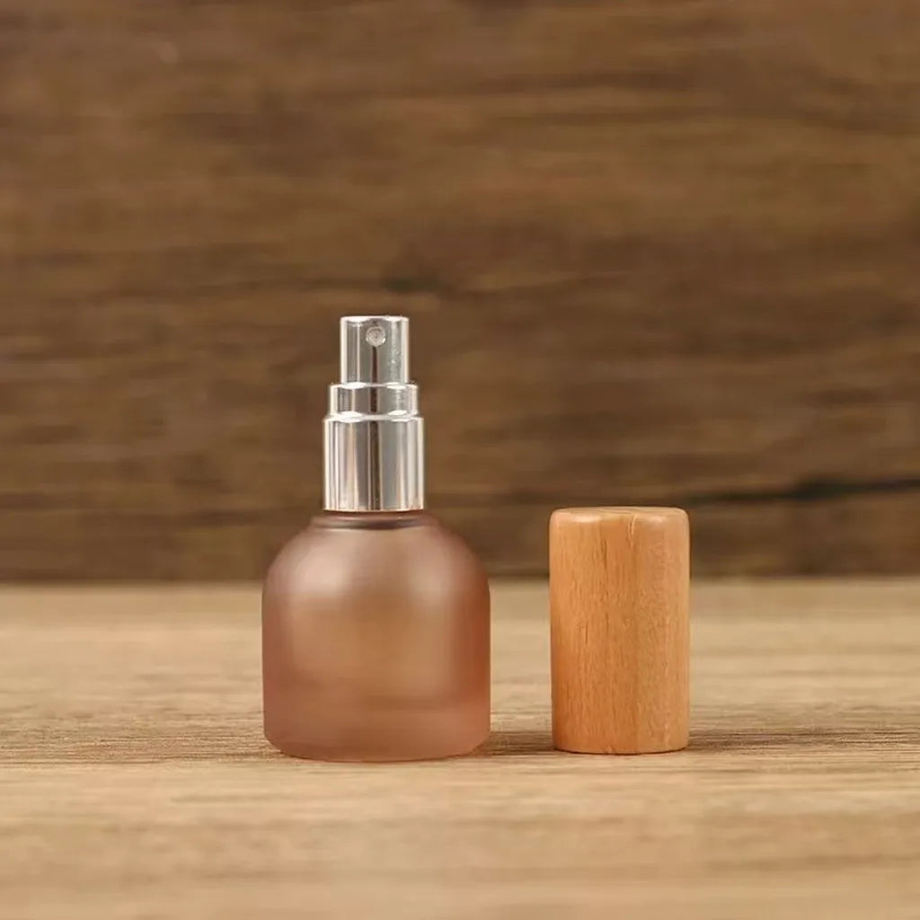 10ml Frosted Glass Refillable Perfume Spray Bottle | Wooden Cap