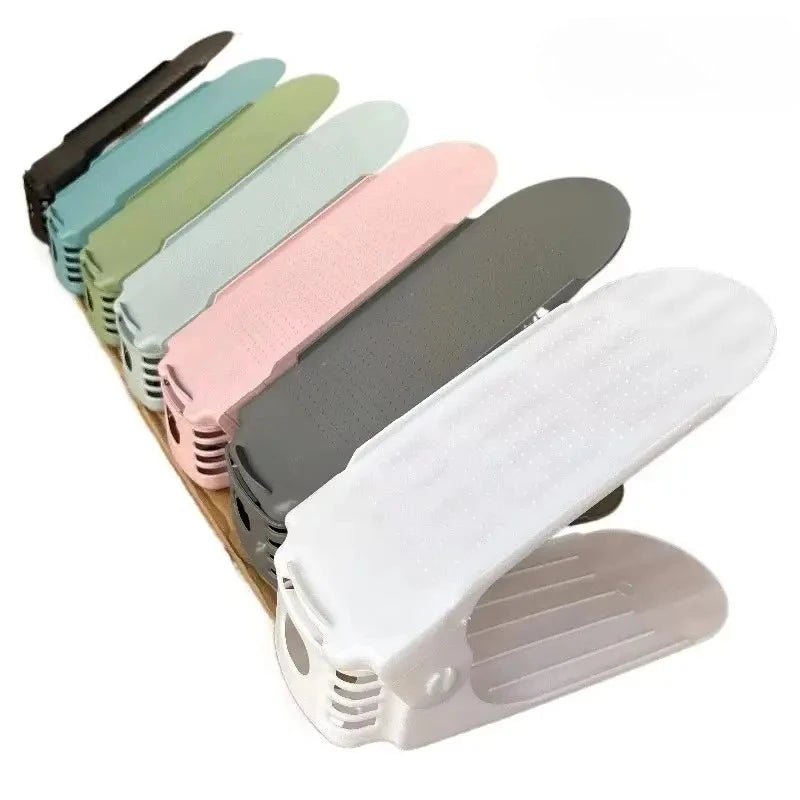 Hot 10Pcs Home Adjustable 4 Gears Shoe Stacker Slots Organizer Shoe Slots Space Saving Household Durable Double Deck Shoe Rack Peaceful Pleasures Health and Wellness