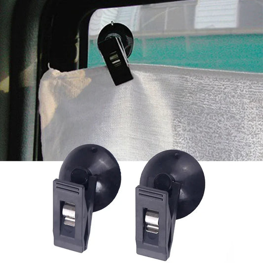 1 Pair Car Interior Window Clip Mount Black Suction Cap Clip Plastic Sucker Removable Holder For Sunshade Curtain Towel Ticket Peaceful Pleasures Health and Wellness