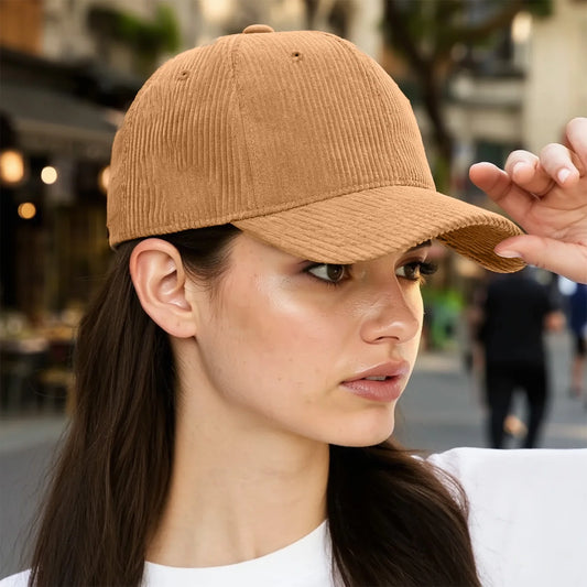 Fashion Corduroy Baseball Cap Soft Adjustable Solid Color Winter Baseball Caps for Mountaineering Traveling Peaceful Pleasures Health and Wellness
