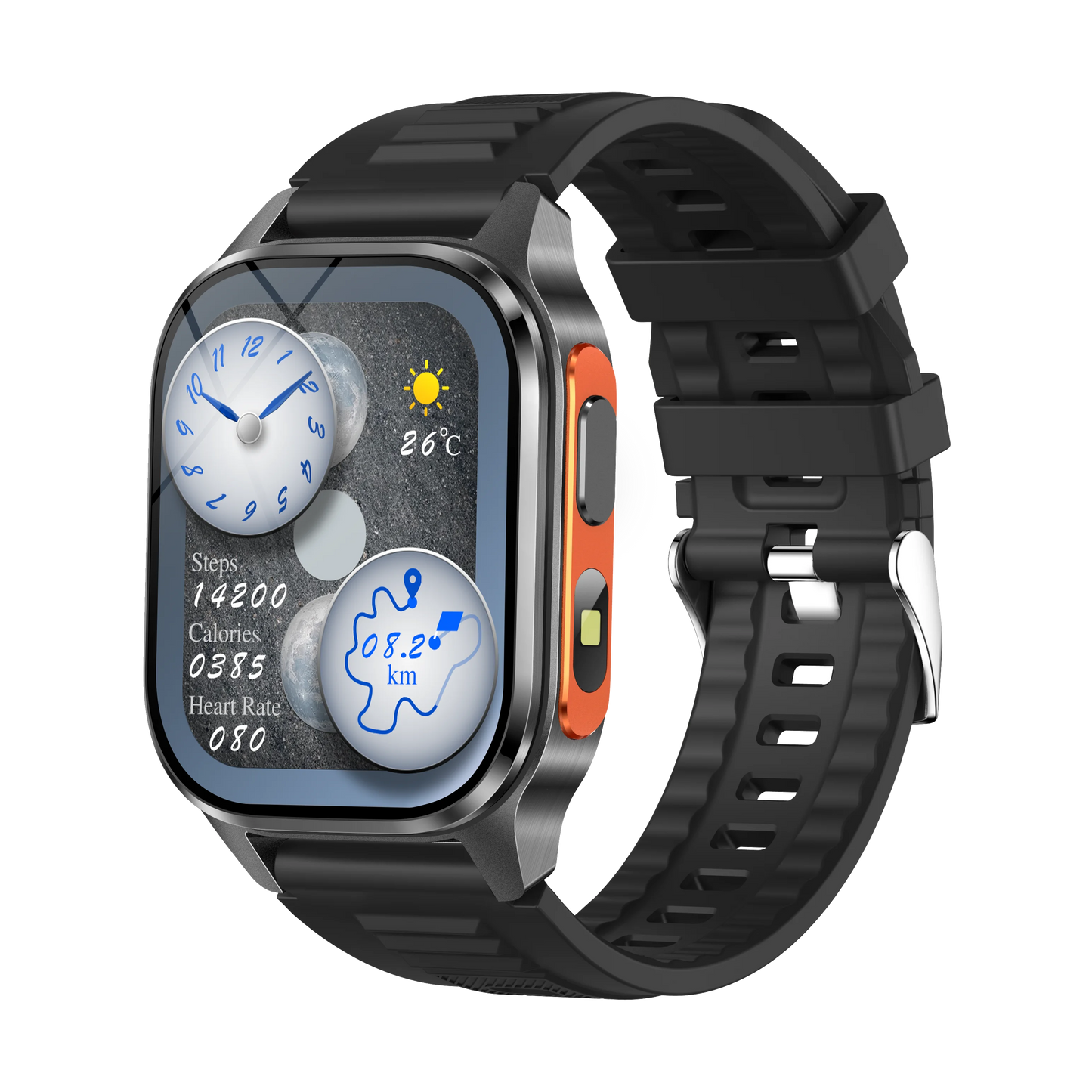 Yoateo Smartwatch Men GPS, AMOLED, Bluetooth, IP68 Waterproof
