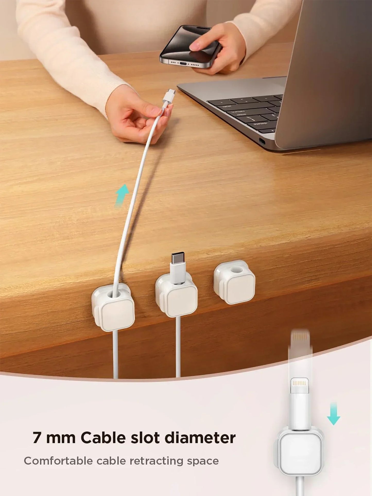 Magnetic Cable Clips Adhesive Cord Organizer | Desk, Car & Home Cable Management Clips Peaceful Pleasures Health and Wellness