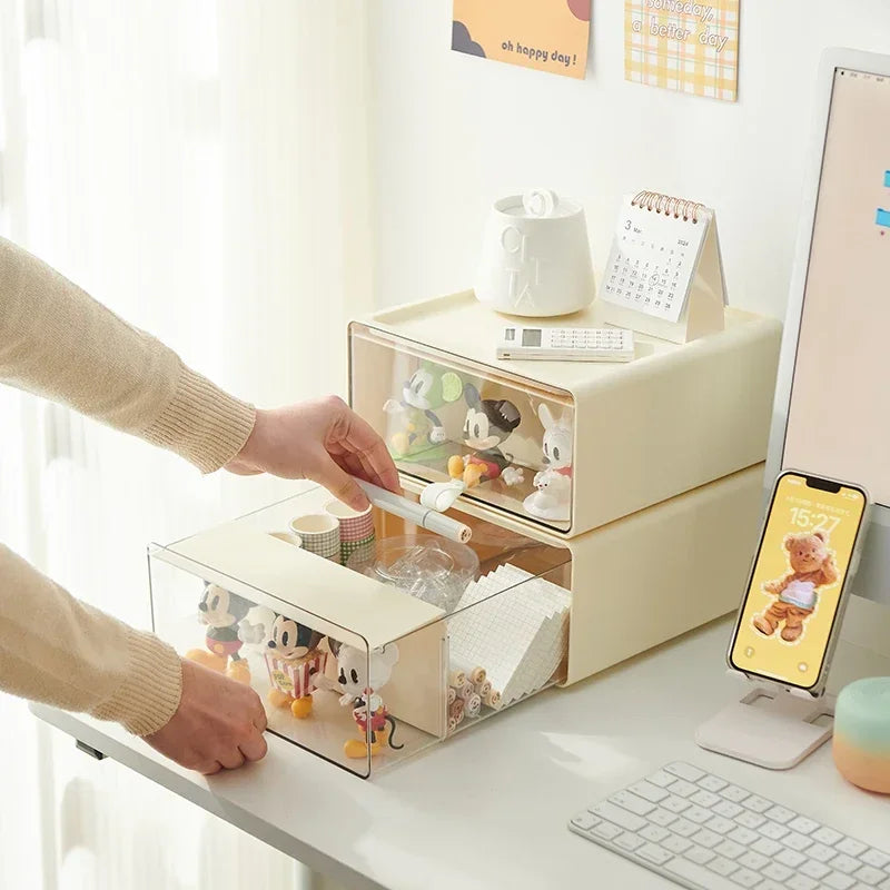 Multifunction Drawer Plastic Storage Box Desk Room Blind Acrylic Transparent Organizer Toy Figures Display Makeup Jewelry Peaceful Pleasures Health and Wellness