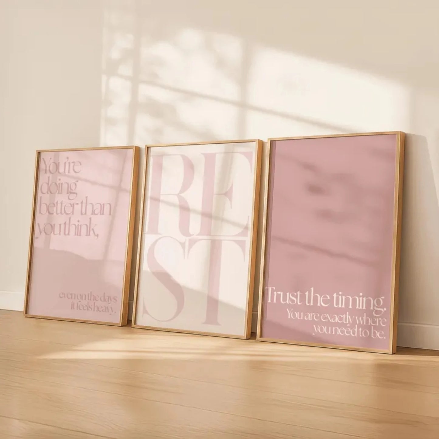 Pink Minimalist Quote Canvas Wall Art | Calm Feminine Decor