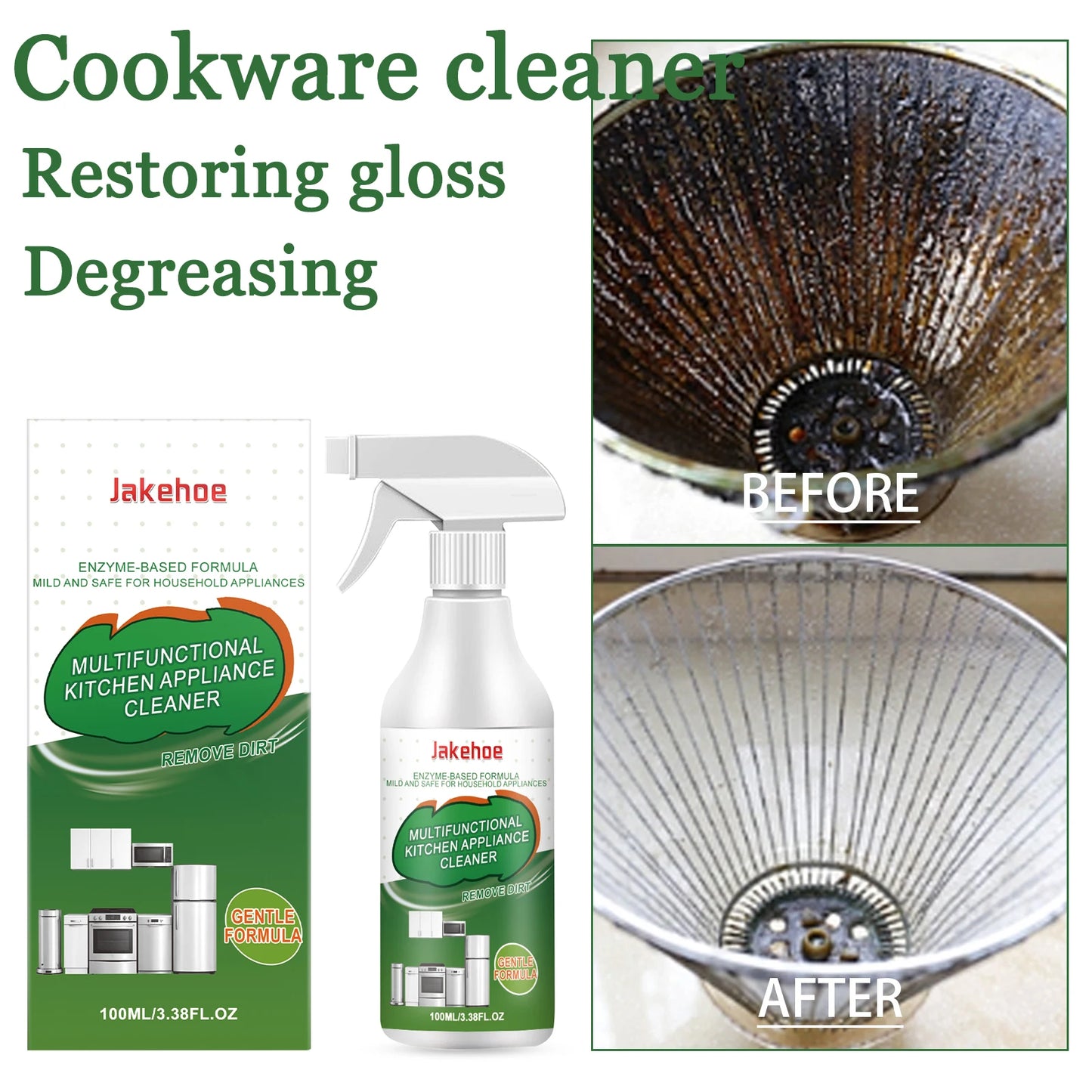 JAKEHOE 100ml Kitchen Degreaser Spray – Heavy Duty Cookware Cleaner