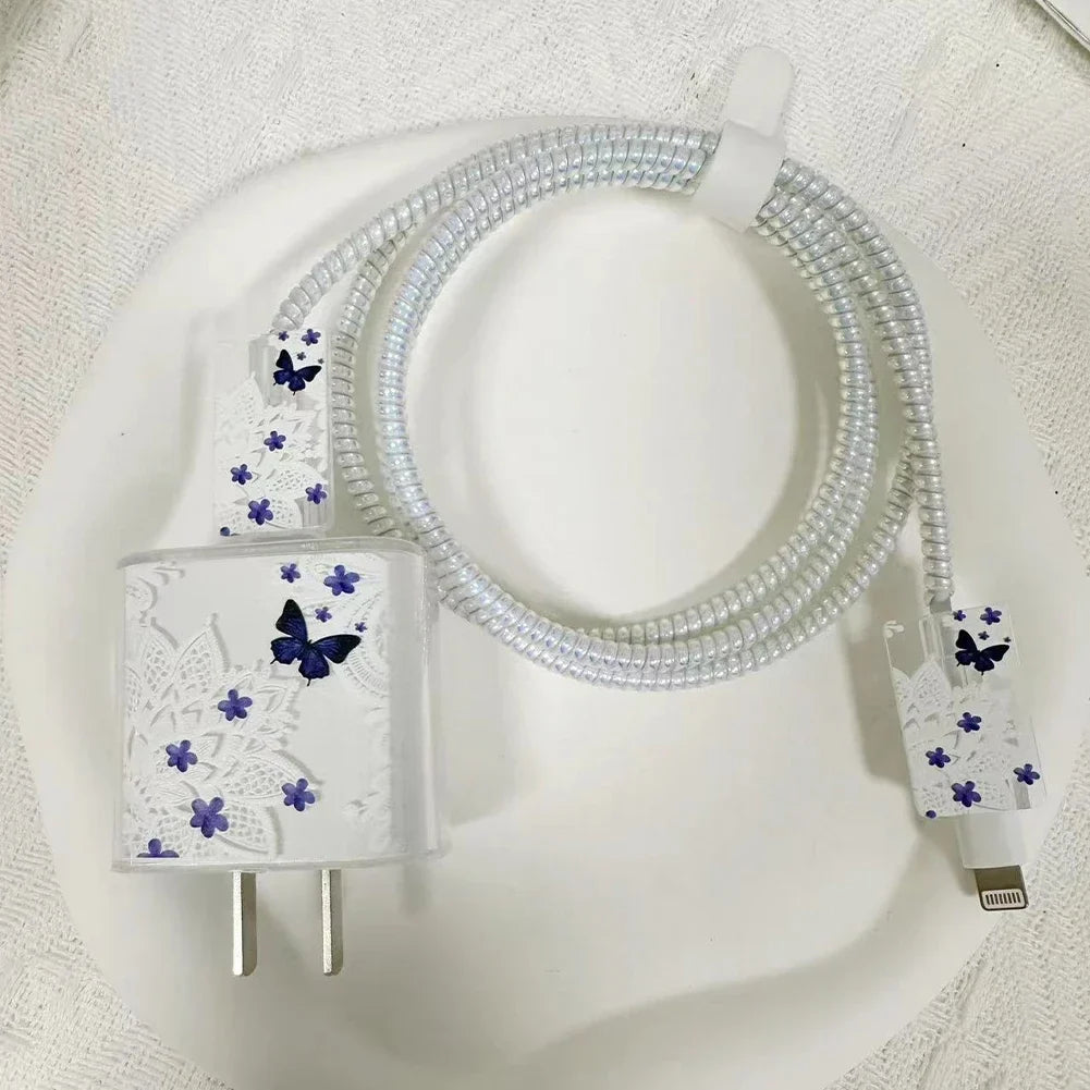 Cute iPhone 20W Charger Cover & USB Cable Winder Protector