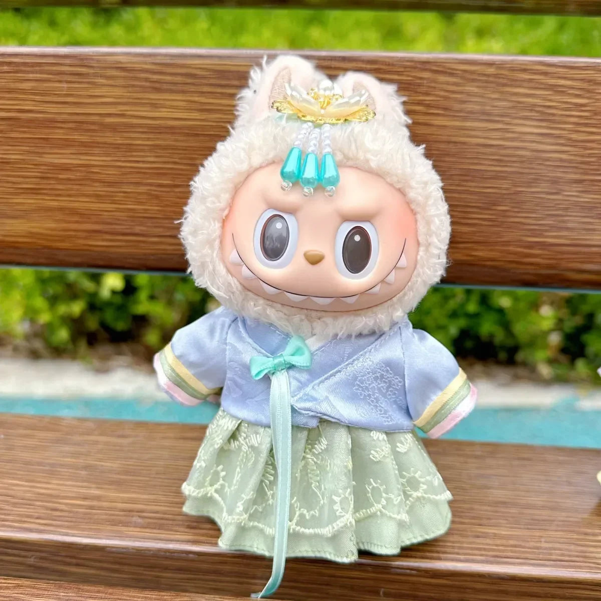 For Labubu I II III Dolls Clothes for Korean Traditional Dress Hanbok Outfit Doll Accessories National Costumes Suit Peaceful Pleasures Health and Wellness C No Doll