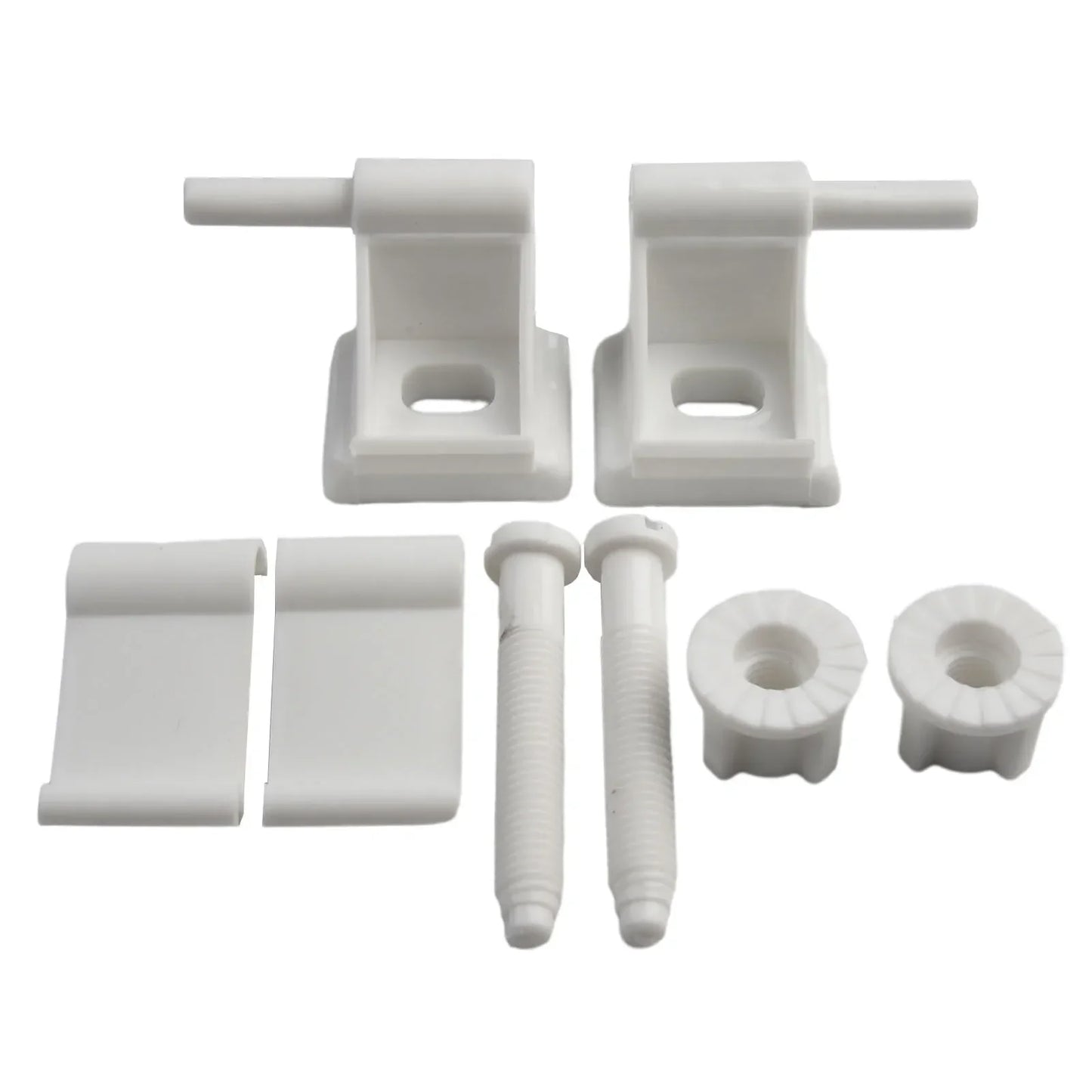 White Plastic Toilet Seat Hinge Replacement Kit – 1 Pair
