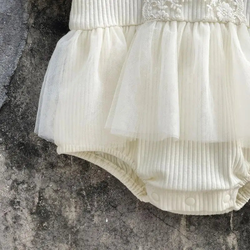 Newborn Baby Lace Romper & Bowknot Headband Photo Outfit Set