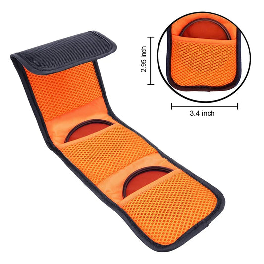 3-Pocket Lens Filter Bag – ND UV CPL Camera Filter Wallet Case Lens Filter Pouch Oasis Select