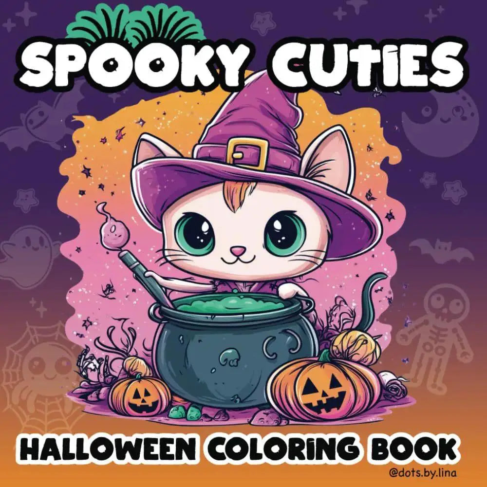 Halloween Spooky Cute Coloring Book Stress Relief Art Kids Adults