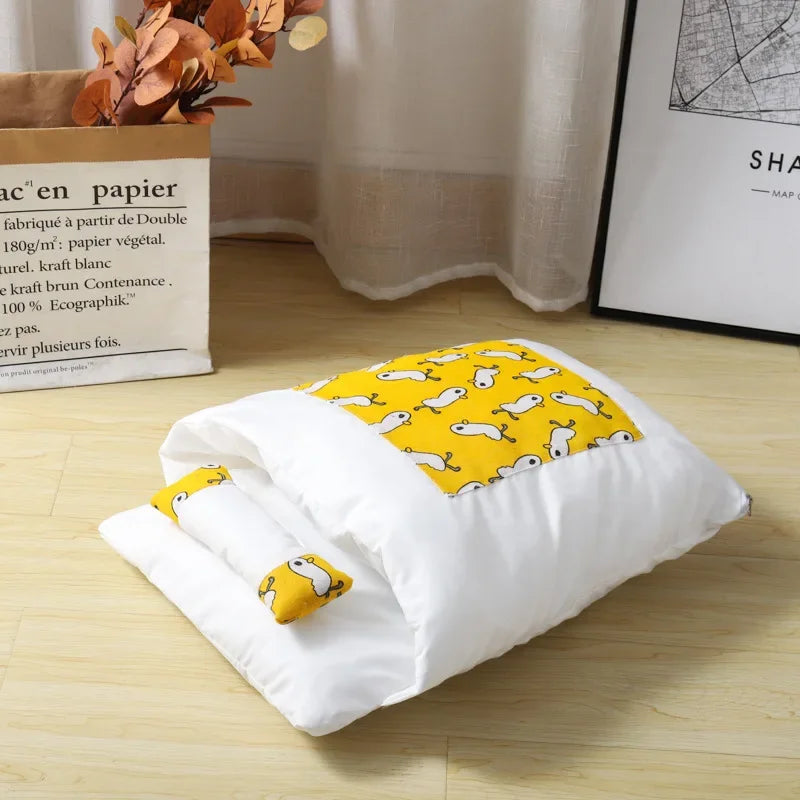Japanese Cat Sleeping Bag – Warm Cave Bed for Cats & Dogs