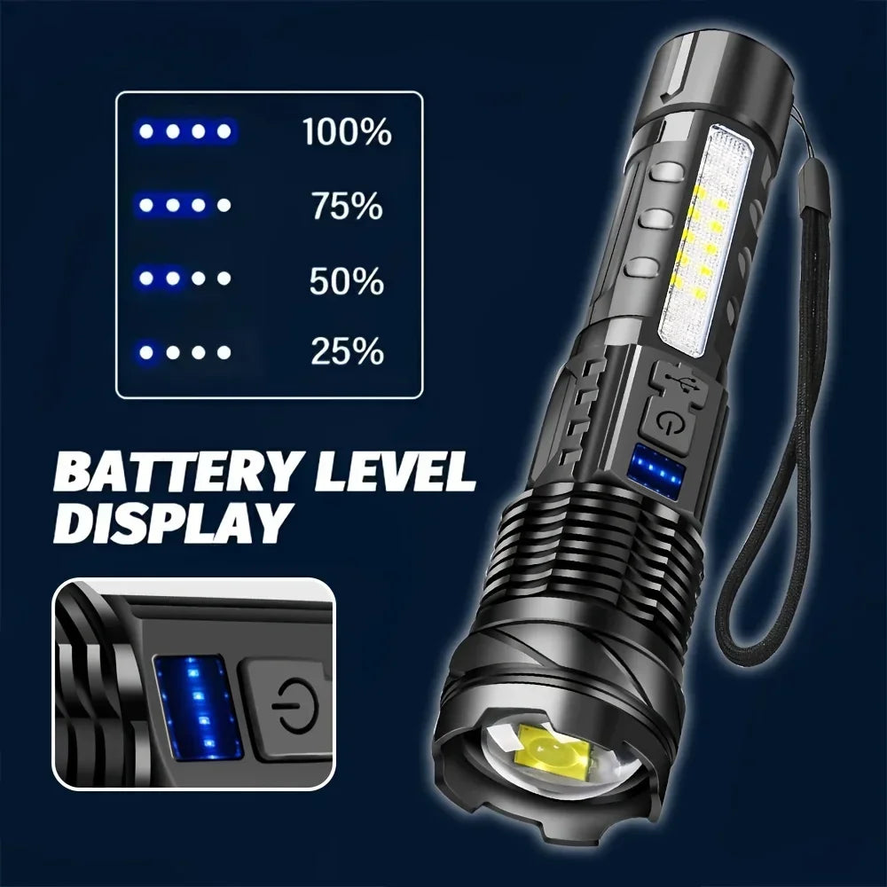 2-Pack Rechargeable LED Tactical Flashlight 2300 Lumen Zoom