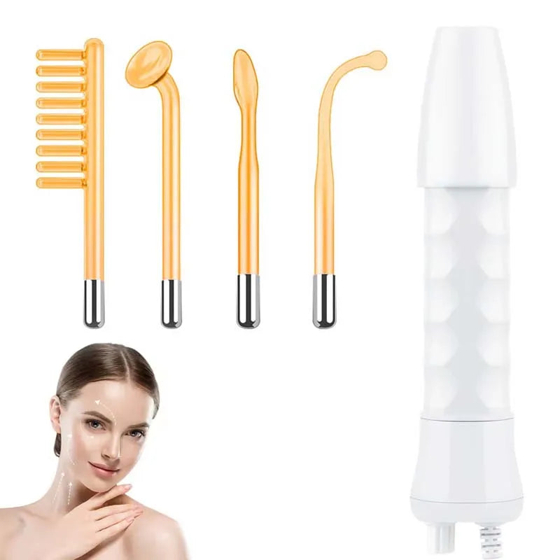 Custom 5 in 1 Portable High Frequency Facial Machine With Comb High Frequency Therapy Wand Set Professional High Frequency Wand Peaceful Pleasures Health and Wellness