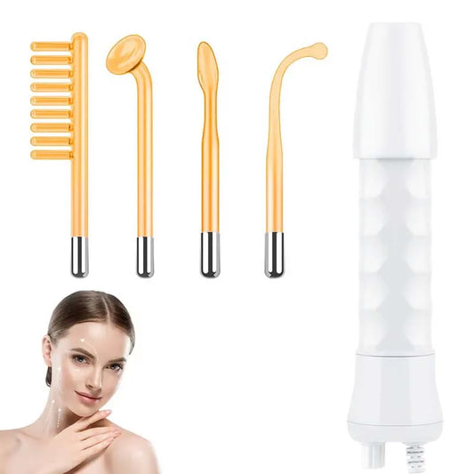 Custom 5 in 1 Portable High Frequency Facial Machine With Comb High Frequency Therapy Wand Set Professional High Frequency Wand Peaceful Pleasures Health and Wellness