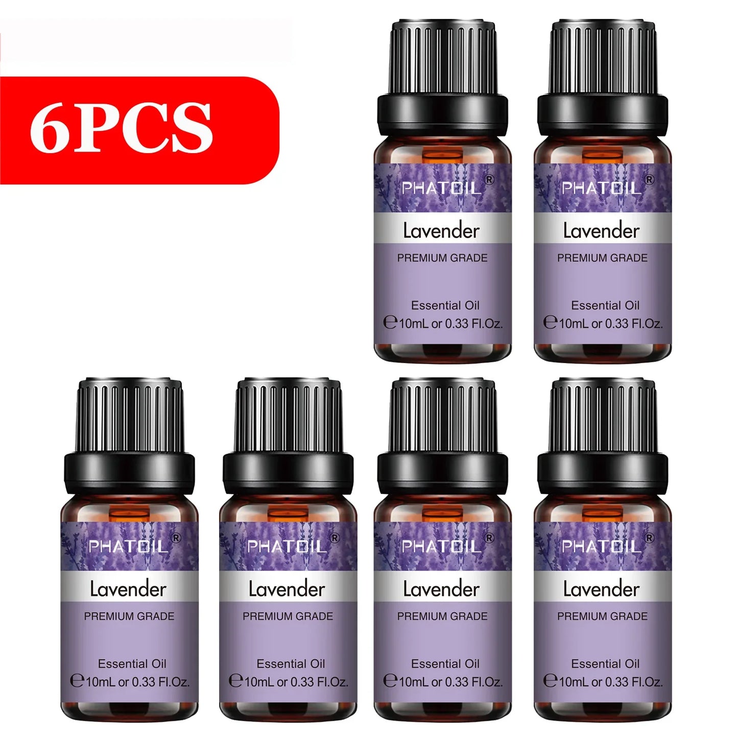 PHATOIL 6-Piece Pure Essential Oil Set – Diffuser & Aromatherapy