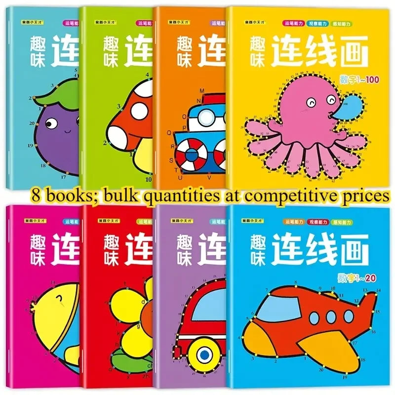 8 Books Children's Digital Connectivity Coloring Book Suitable Ages