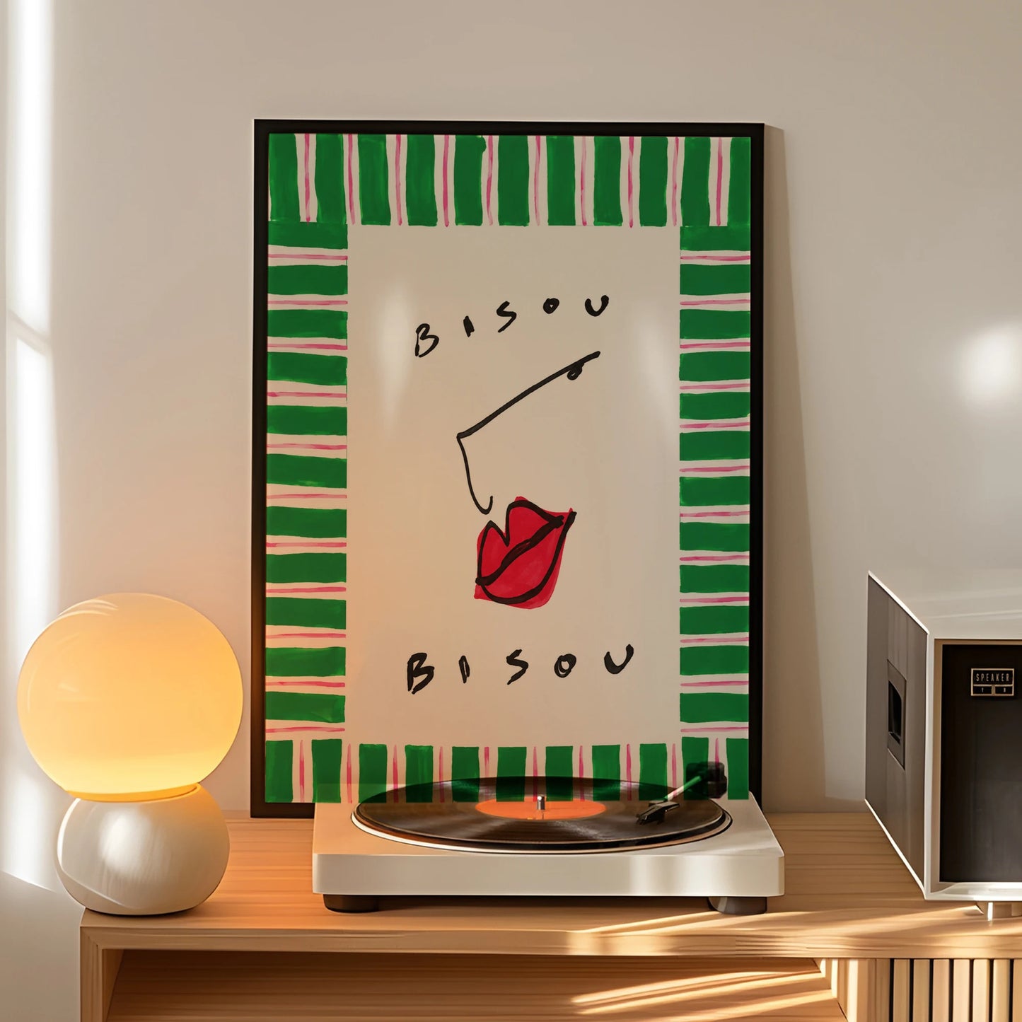 French BISOU Kiss Canvas Wall Art Print | Modern Home Decor