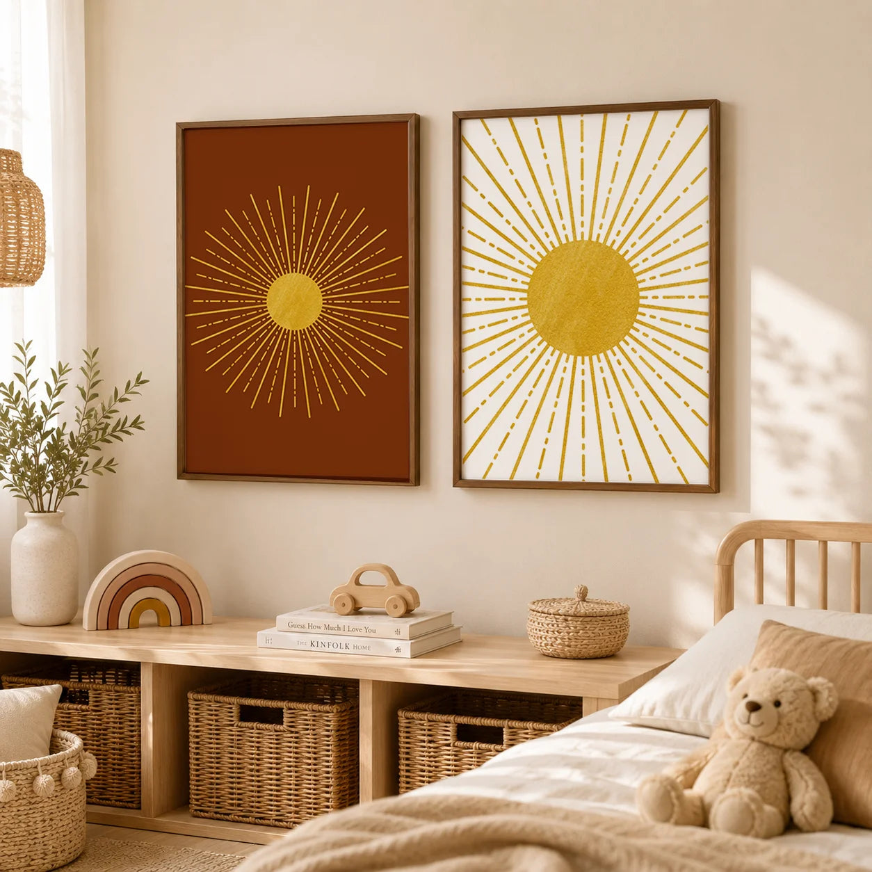 Boho Nordic Sun Canvas Wall Art | Minimalist Sunburst Print Canvas Wall Art Print Peaceful Pleasures Health and Wellness